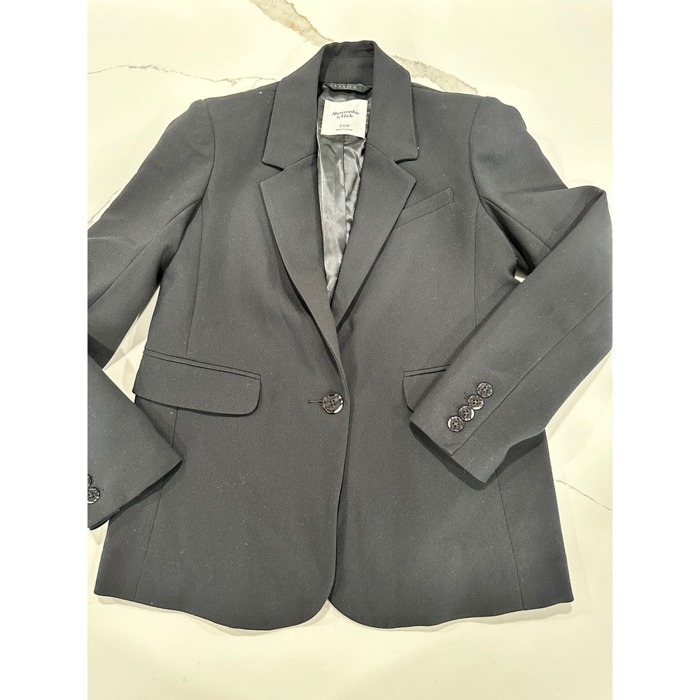 Abercrombie & Fitch Black Single Button Blazer Petite XXSP Tailored Suit Jacket